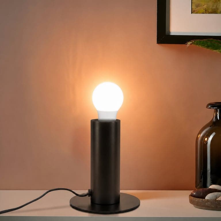 Lampă de masă vintage GBLY, E27, neagră, max. 40W, cu întrerupător și ștecher — cu bec Philips Hue în loc de cel original (stare: vezi a 2-a imagine)