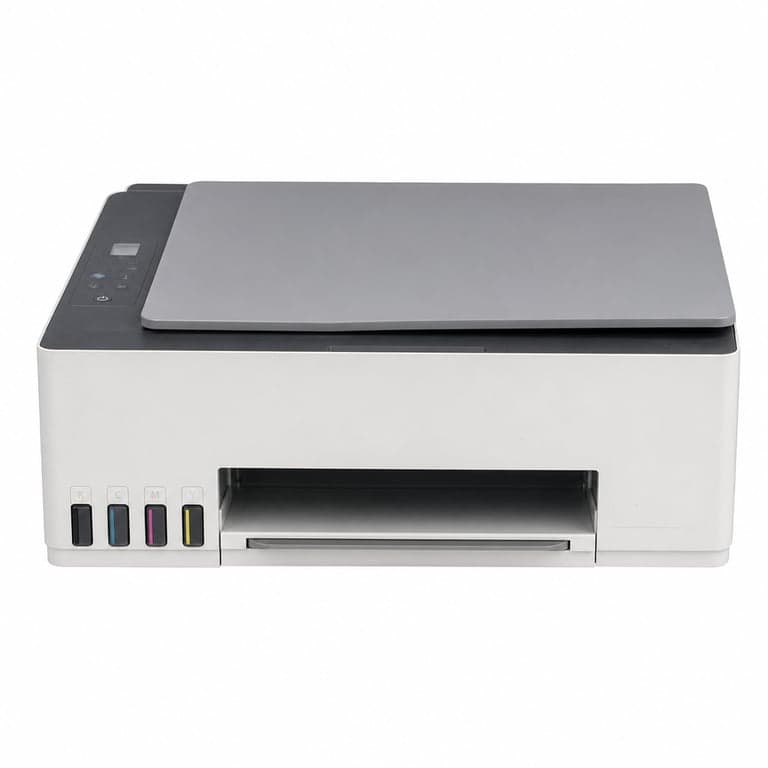 Imprimantă multifuncțională color cu jet de cerneală HP Smart Tank 5105 — defectă, pentru piese: scaner curbat, eroare de detectare a capului de imprimare (stare: vezi a 2-a imagine)