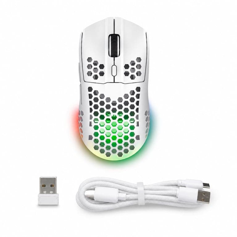 Mouse de gaming wireless Trust Gaming GXT 929W Helox alb, 75 g, 800-4800 DPI, ultraușor — urme ușoare de uzură (stare: vezi a 2-a poză)