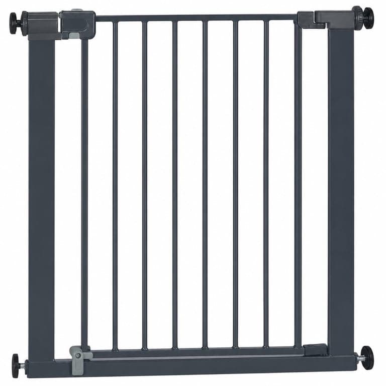 Poartă de siguranță metalică Safety 1st Easy Close, 73-80 cm, gri închis, închidere cu o singură mână, fixare prin presiune, incompletă (stare: vezi a 2-a imagine)