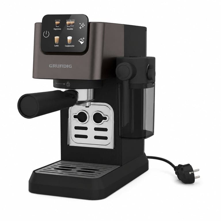 Espressor cu portafiltru Grundig KSM 5330 – 1628W, 15 bari, Dark Inox, 300 ml — lipsesc 2 filtre și lingurița (stare: vezi a 2-a fotografie)