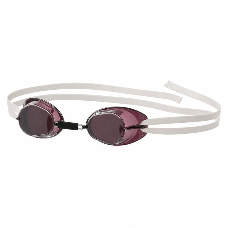 Ochelari de înot Speedo Swedish pentru adulți, unisex, design clasic cu lentile fumurii și bentiță albă — Bentița este intactă, fără rupturi (stare: vezi poza 2)