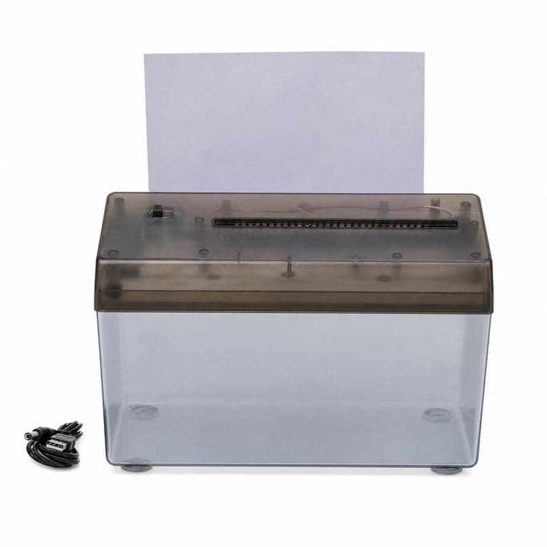 Distrugător de documente electric Tempo di Saldi A4 cu tăiere în fâșii, funcționează pe USB sau cu baterii — defect (stare: vezi imaginea a 2-a)