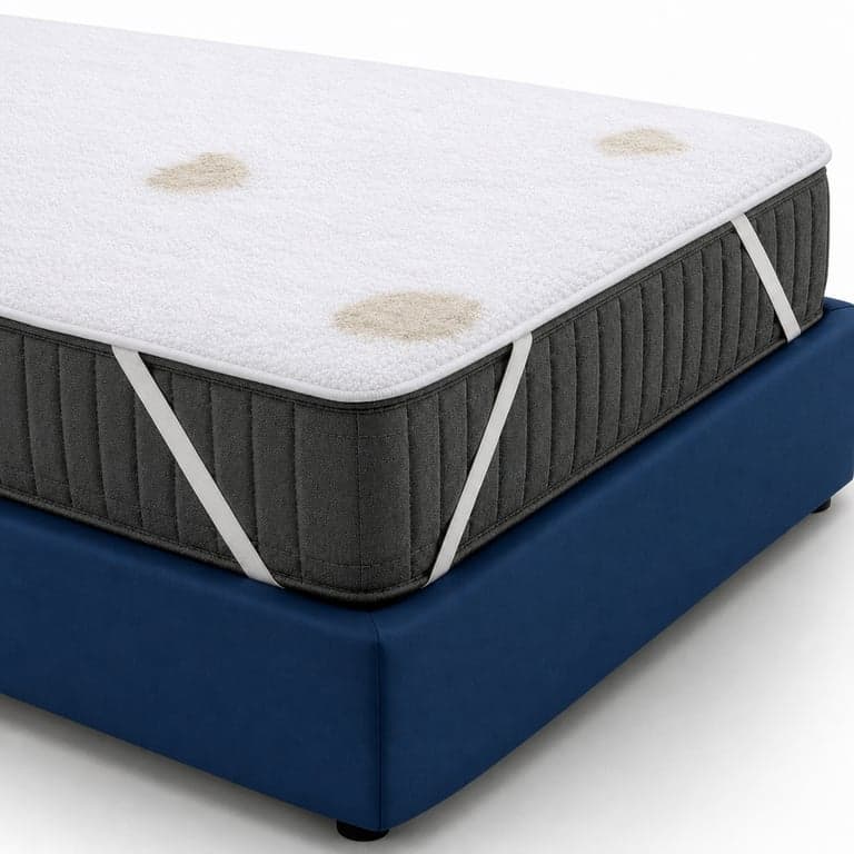 Protecție saltea impermeabilă Flowen 140x200 cm – Bumbac, respirabilă, antialergenică, lavabilă – — Are 3 pete (stare: vezi a 2-a imagine)