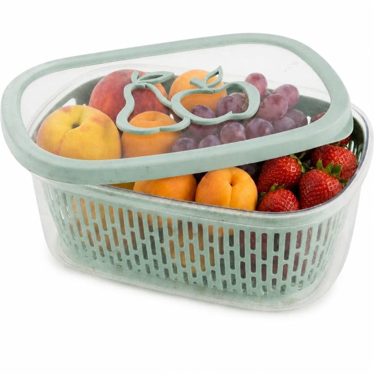 Recipient pentru depozitarea fructelor și legumelor Snips Aroma Keeper cu coș de filtrare detașabil, verde, 4 L, potrivit pentru frigider și congelator, fabricat în Italia