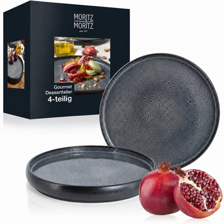 Set farfurii pentru desert și mic dejun Moritz & Moritz Solid, 21 cm, gresie, gri-negru, 3 bucăți