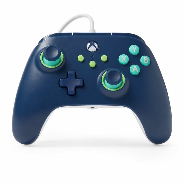 Controller cu fir PowerA pentru Xbox – Bleumarin – Xbox — defect, funcționează parțial: maneta analogică stângă nu funcționează în sus (stare: vezi a doua imagine)
