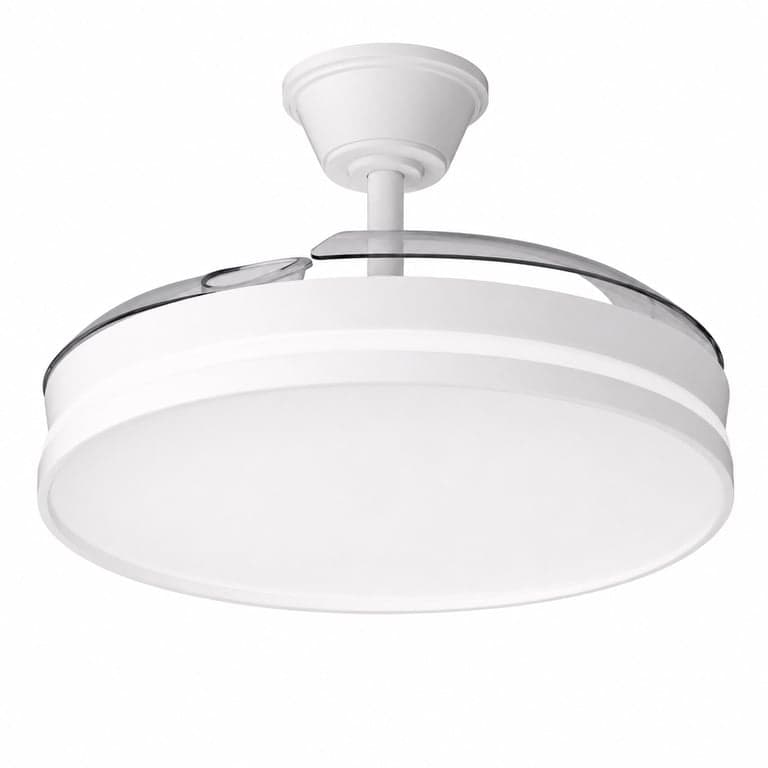 Plafonieră Kemoribe — defectă, pentru piese: Abajurul lămpii este deformat, iar ventilatorul nu se mai poate roti din acest motiv (stare: vezi a 2-a imagine)