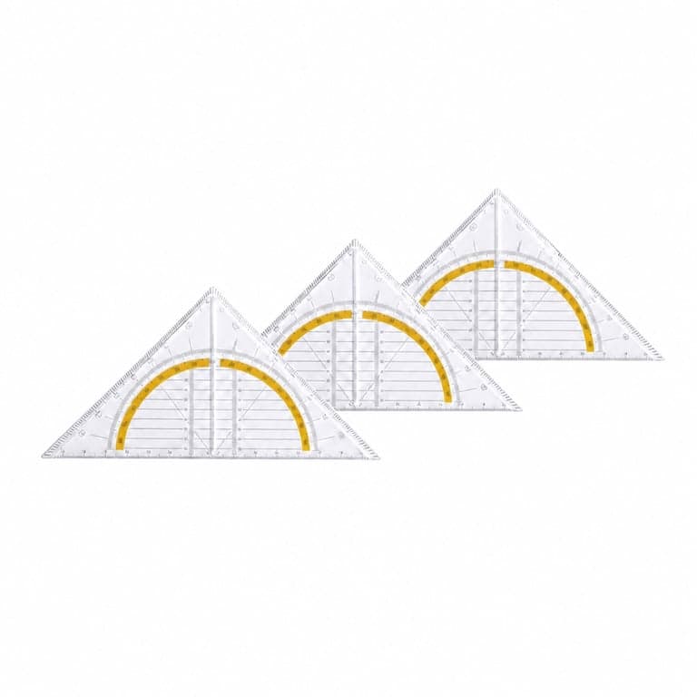 Set geometrie din plastic Prota, 10 piese, set riglă cu raportor, flexibil, perforat, pentru elevi — conține 3 bucăți (stare: vezi a 2-a poză)