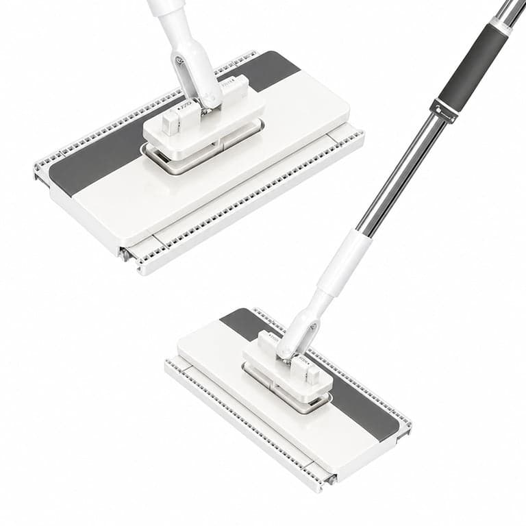 Sistem de mop QuazarPyon cu dispozitiv de stoarcere, mâner telescopic și 9 lavete din microfibră (stare: vezi poza 2)