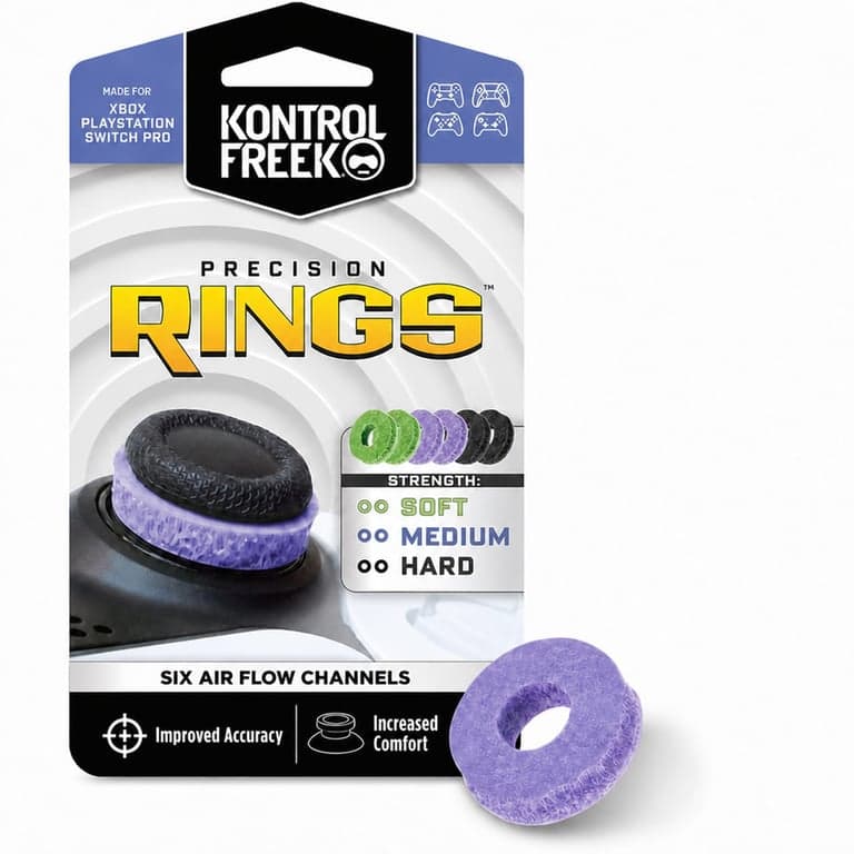 Inele de precizie pentru țintire KontrolFreek pentru controllere PS4, PS5, Xbox One, Switch Pro și Scuf - Negru/Mov/Verde - Set parțial — Set de 1 buc.