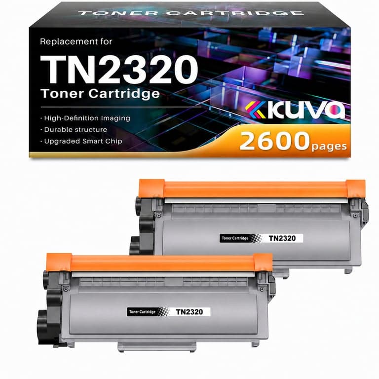 Toner negru Kuva TN2320 pentru imprimante Brother, compatibil cu cartușul TN2310, DCP-L2520DW MFC-L2700DW L2720DW L2740DW DCP-L2560DW — set de 2 bucăți