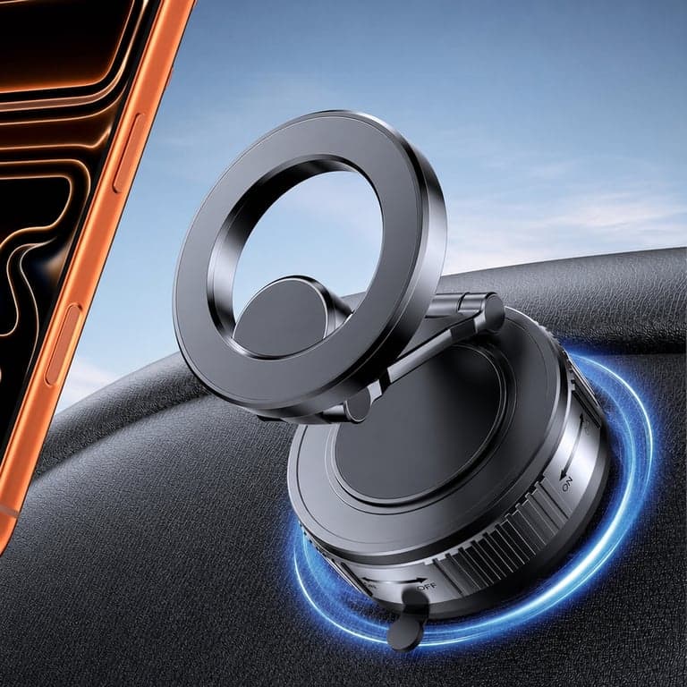 Suport auto magnetic Miracase MagSafe cu ventuză, rotativ la 360°, compatibil cu iPhone 17/16/15/14/Samsung/Huawei