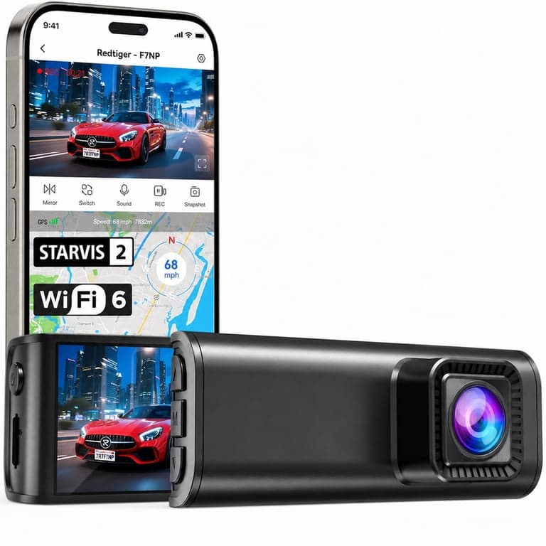 Cameră auto REDTIGER F7NP 4K față și spate, 3,18" IPS — Cardul SD și suportul camerei nu sunt incluse (stare: vezi a 2-a imagine)