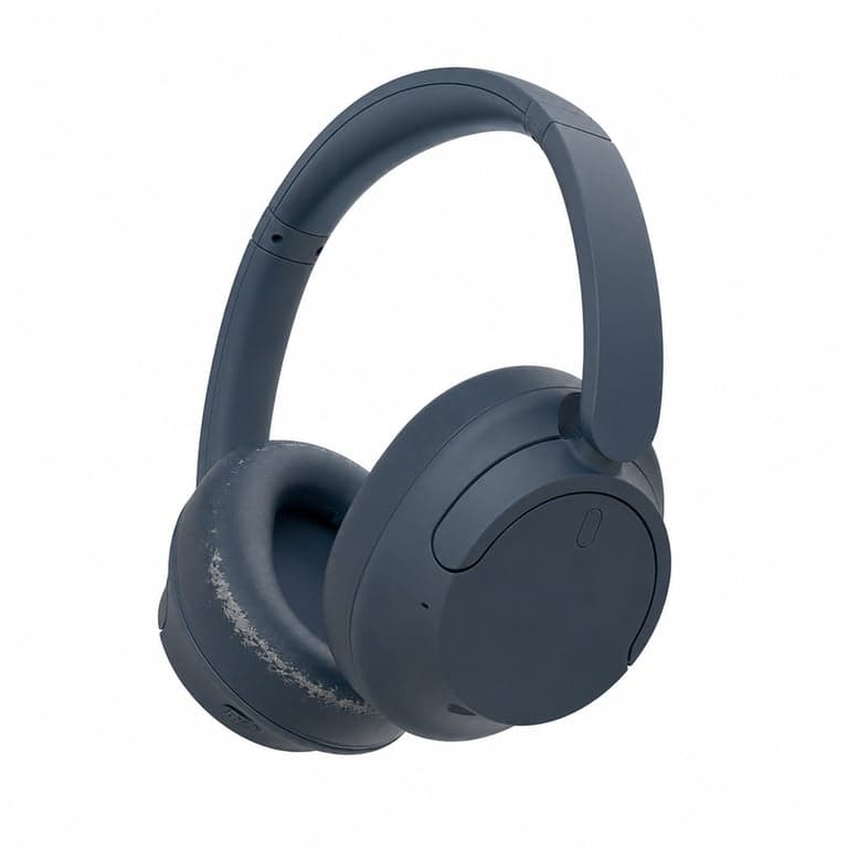 Căști Bluetooth Sony WH-CH720N cu anulare a zgomotului, albastre - utilizate, pernițe uzate — prezintă uzură la nivelul pernițelor (stare: vezi imaginea a 2-a)