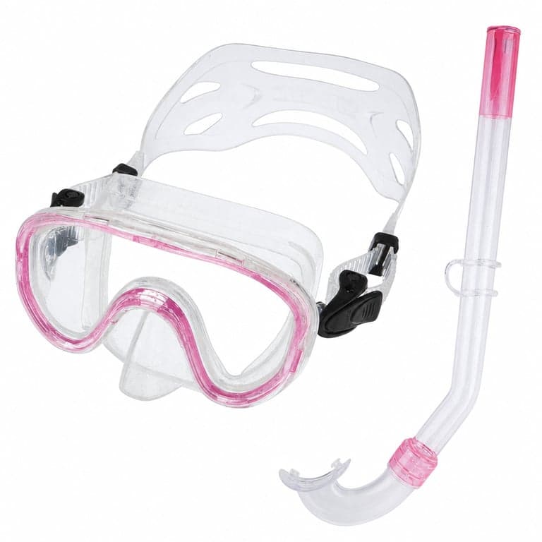 Set snorkeling pentru copii SEAC Marina Siltra, 3-8 ani, Roz - Mască de scufundări și tub - produs testat, cu pete de calcar (stare: vezi a 2-a poză)