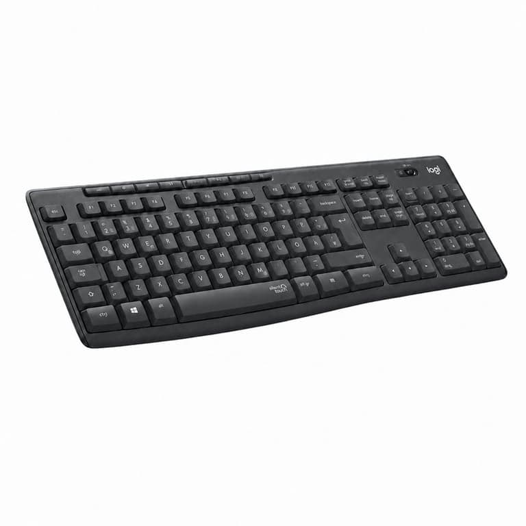 Tastatură wireless Logitech MK295 Silent, Tehnologie SilentTouch, Layout QWERTZ, Negru — Doar tastatură (fără mouse și receptor USB) — 1 buc.
