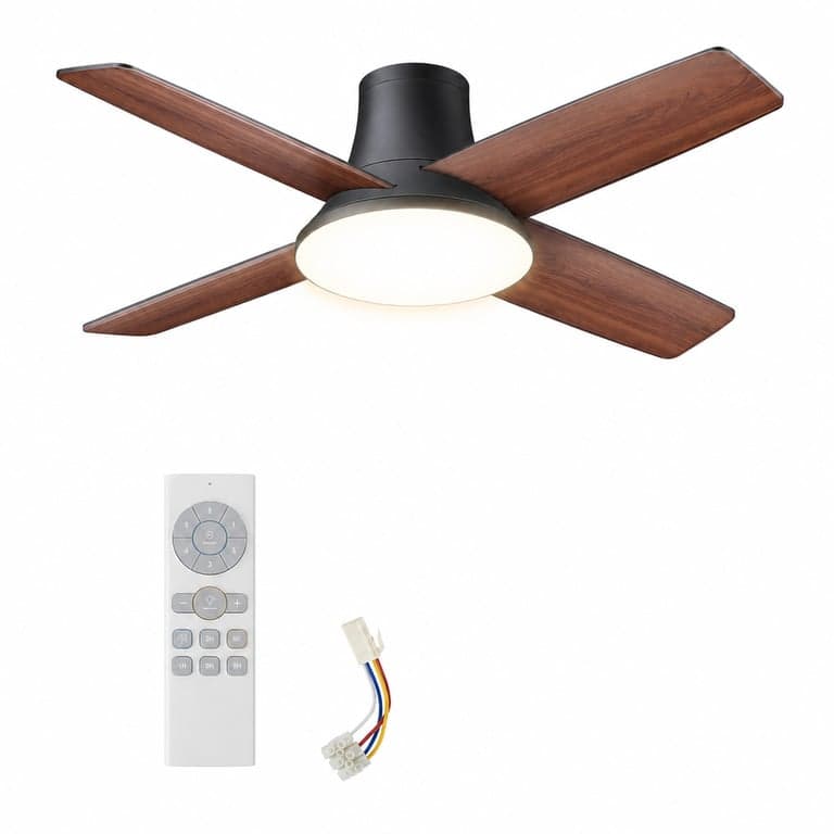 Ventilator de tavan DREO cu lampă, negru, motor DC, 12 viteze, LED reglabil, telecomandă — 1 buc., fără șurub (stare: vezi a 2-a imagine)