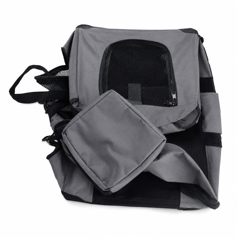 Cușcă pliabilă pentru transport câini lionto pentru călătorii și mașină, 50x34x36 cm, gri, fără pătură — Pătură lipsă (produs utilizat)
