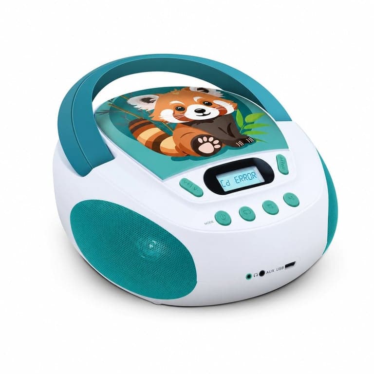 mooov 477414 Ginger Panda CD-player pentru copii, USB și AUX — defect, funcționează parțial: Produsul pornește (stare: vezi a 2-a fotografie)