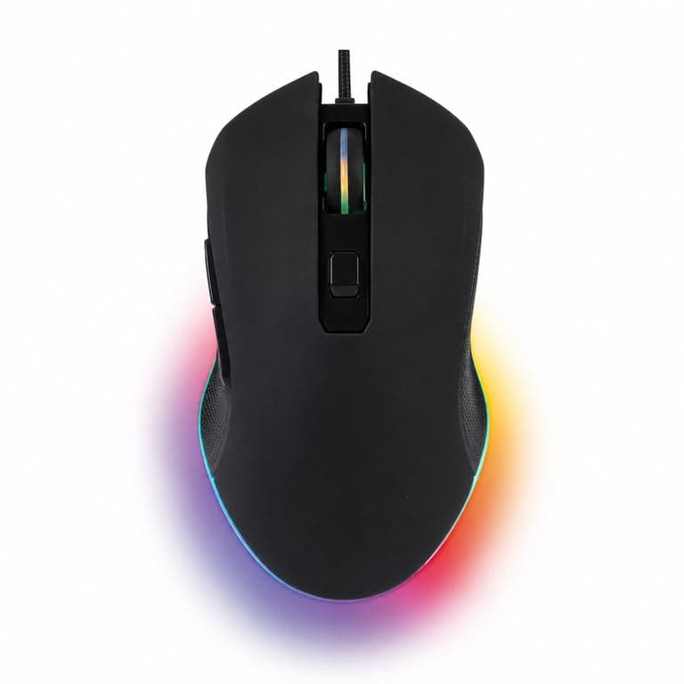 Mouse gaming cu fir THE G-LAB Kult Helium, 6 butoane, LED RGB în 7 culori — defect, pentru piese: nu funcționează (stare: vezi a 2-a imagine)