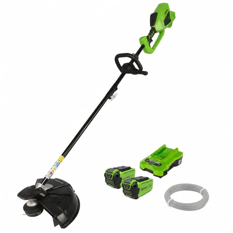 Motocoasă cu acumulator Greenworks GD40BCK2X DigiPro 40V cu motor fără perii, lățime de tăiere 40 cm, fir 2 mm — 2 acumulatori incluși (stare: vezi poza 2)