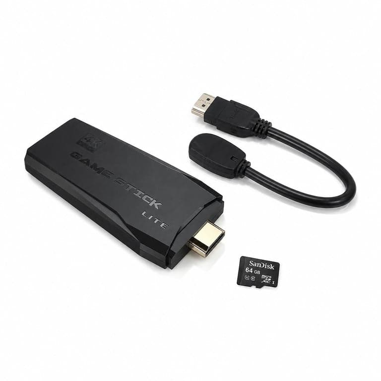Gamepad wireless 2.4G, consolă jocuri video pentru TV 4K, 64 GB, negru — set de accesorii incomplet (stare: vezi imaginea 2)