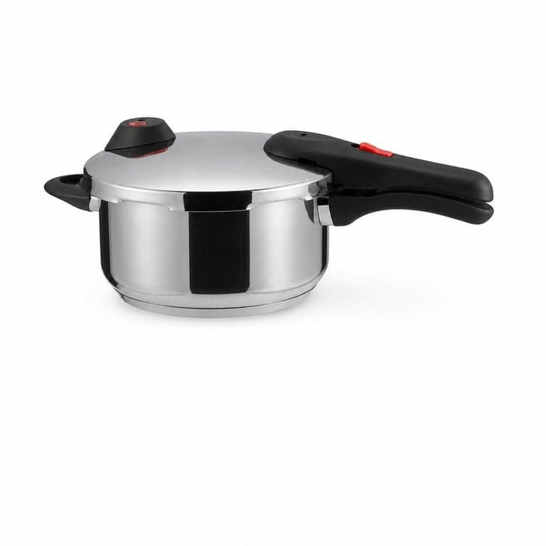 Oală sub presiune Amazon Basics din oțel inoxidabil, 4 litri, pentru inducție — Fără supapă de reglare a presiunii (stare: vezi a doua imagine)