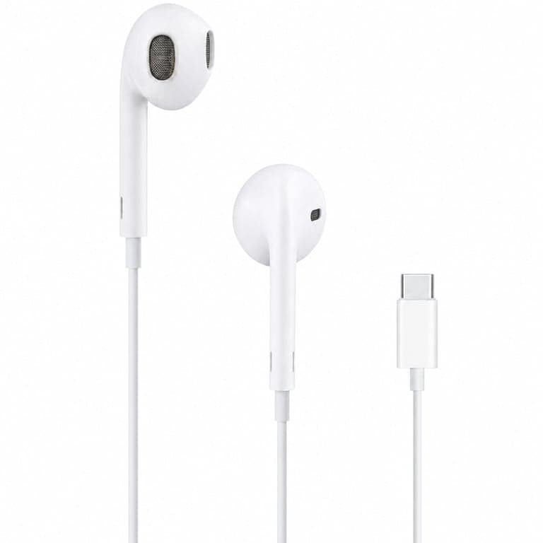 Căști Apple EarPods cu conector USB-C, alb – se vede că au fost folosite la nivelul difuzoarelor (stare: vezi a 2-a poză)