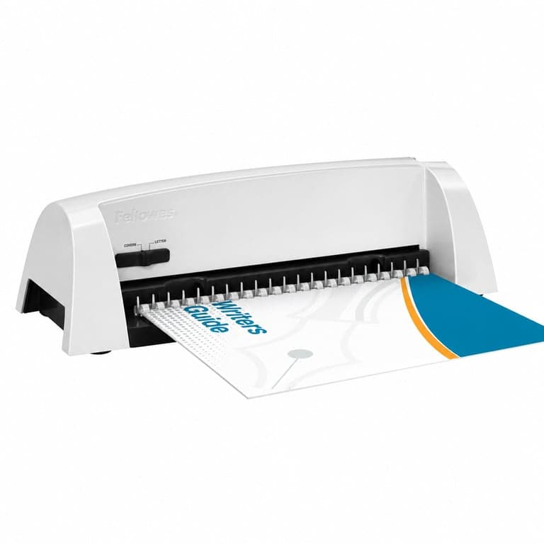 Aparat de spiralat Fellowes Starlet 2+ A4, perforare 12 coli, capacitate 120 coli — defect, pentru piese: Maneta de deschidere a spirelor este ruptă (stare: vezi imaginea a 2-a)