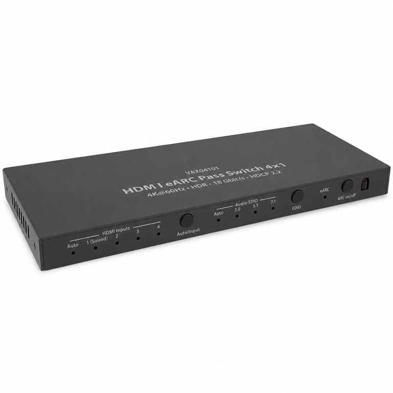 Comutator FeinTech VAX04101A HDMI eARC Pass 4x1 - Extractor audio pentru Soundbar eARC, 3 — Fără telecomandă (stare: vezi a 2-a imagine)