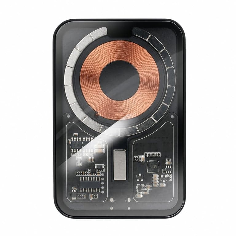 Baterie externă wireless Grundig 5000 mAh, transparentă, USB-C, compatibilă MagSafe pentru iPhone 12 și modele ulterioare — (stare: vezi a 2-a imagine)