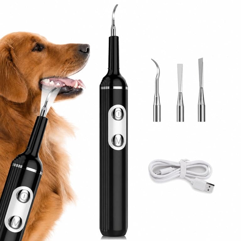 Set de îngrijire dentară pentru câini cu ultrasunete Stim-U-Dent cu lumină LED, pentru tartru și placă bacteriană — lipsesc periuța de dinți și degetarul din cauciuc (stare: vezi a 2-a imagine)