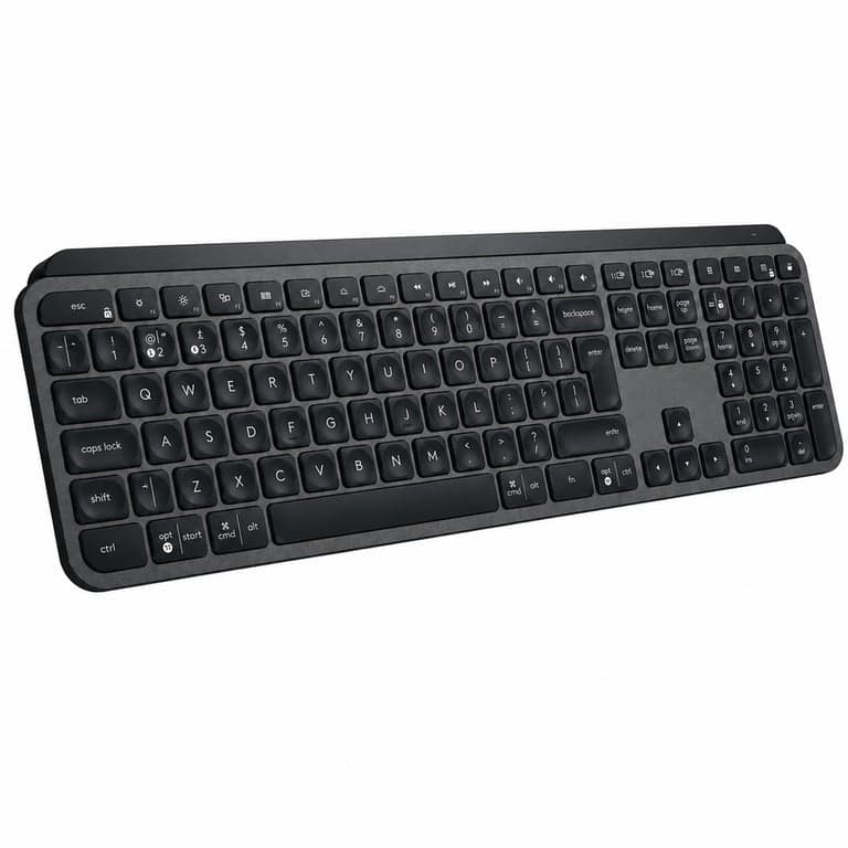 Tastatură wireless Logitech MX Keys, Bluetooth, cu iluminare, grafit — de vânzare fără adaptor USB (stare: vezi a 2-a imagine)