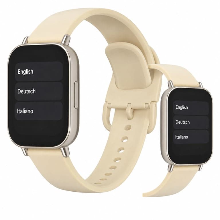 Ceas inteligent Xiaomi Redmi Watch 5 Lite auriu, curea din silicon cu design modern — Încărcătorul lipsește, cureaua este îngălbenită (stare: vezi a doua fotografie)