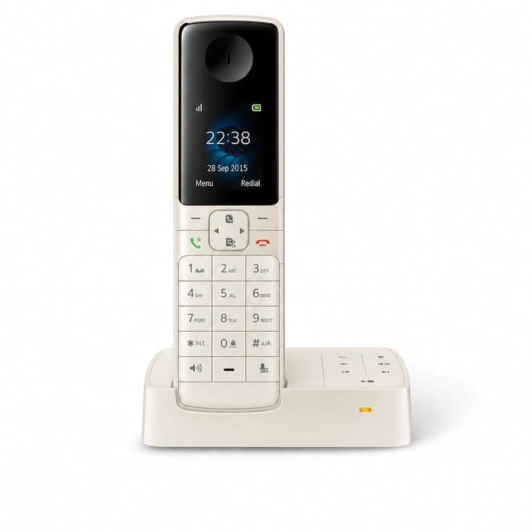 Telefon fără fir DECT Philips D6351W/38 cu robot telefonic — Culoarea albă a fost decolorată de soare până la nuanța crem (stare: vezi a doua imagine)