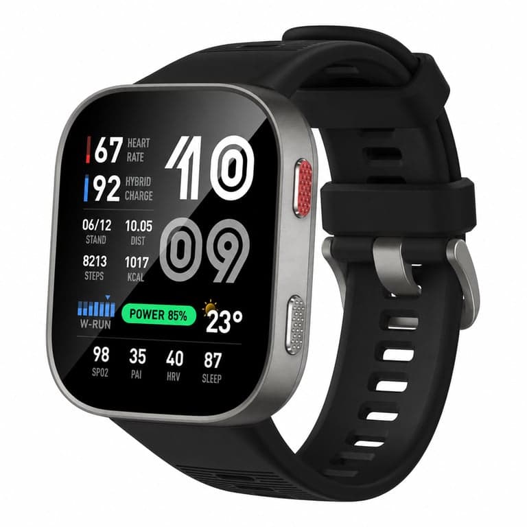 Ceas inteligent Amazfit Bip Max 50 mm, ecran AMOLED de 2,07", GPS, 4 GB, hărți offline, peste 150 de moduri sportive, 5ATM — Fără cablu de încărcare (stare: vezi a 2-a imagine)