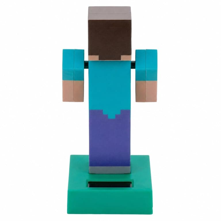 Puckator FF139 Minecraft Steve Solar — defect, funcționează parțial: figurina este montată invers și îi lipsește sabia (stare: vezi a 2-a imagine)