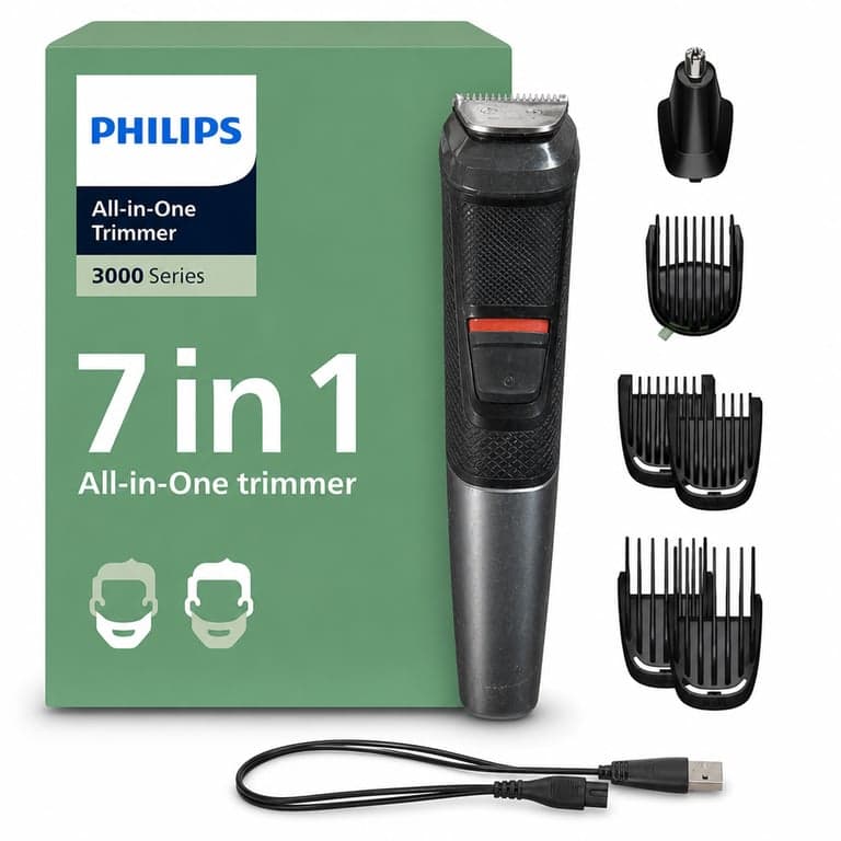 Trimmer Philips Multigroom Seria 3000 All-in-One — defect, pentru piese: contact imperfect, nu pornește (stare: vezi poza a 2-a)