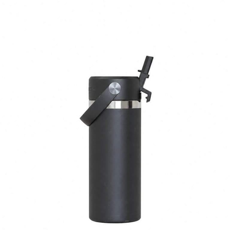 Termos pentru copii din oțel inoxidabil Super Sparrow cu pai, 500 ml, negru – stare uzată (stare: vezi a doua imagine)