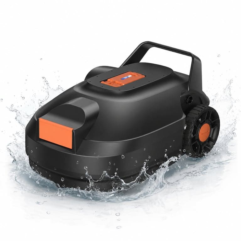 Robot de curățare pentru piscină fără fir Redkey S200, portocaliu, 180 minute — capac roată și șuruburi lipsă (stare: vezi poza a 2-a)