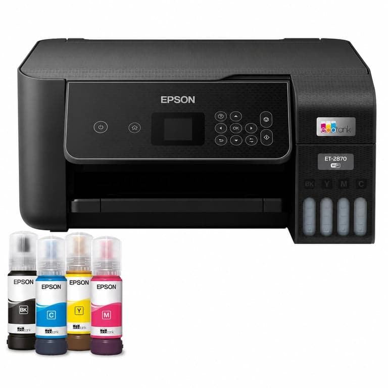Imprimantă multifuncțională Epson EcoTank ET-2870 A4 Wi-Fi cu rezervor de cerneală, negru, cyan — fără setul de cerneală pentru 3 ani (stare: vezi imaginea a 2-a)