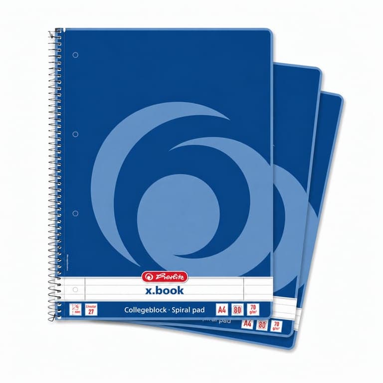 Caiet cu spirală Herlitz x.book Collegeblock A4, liniat, liniatură 27, 80 de file, set de 3 bucăți