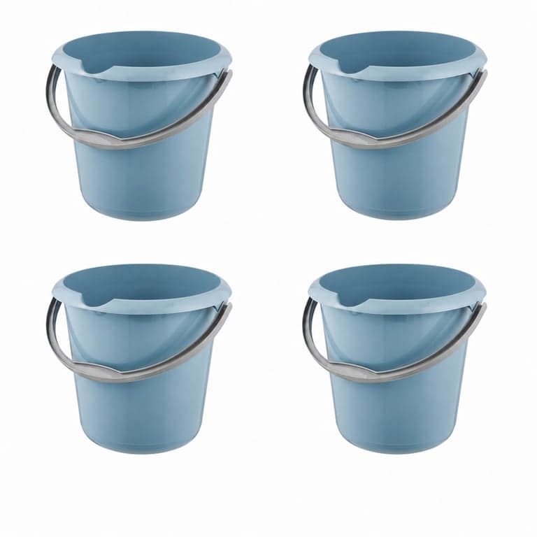 Găleată keeeper Mika cu scală gradată și mâner ergonomic, 10 L, Nordic Blue, set de 4 bucăți (set incomplet)