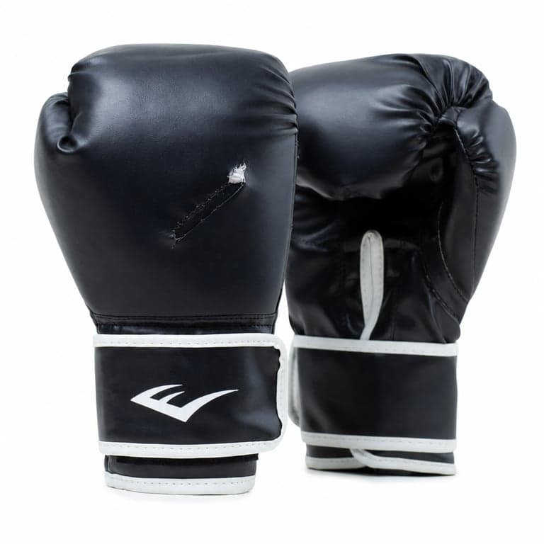 Mănuși de box Everlast Core 2, mărimea L/XL, negru, piele ecologică - defecte — defecte, funcționale parțial: Prezintă o ruptură (stare: vezi a 2-a imagine)