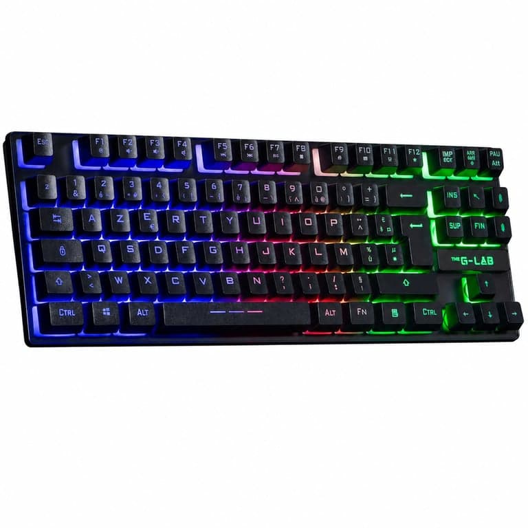 Tastatură wireless THE G-LAB Keyz Caesium TKL — defectă, funcționează parțial: casca stângă nu se aude, cablu cu contact imperfect (stare: vezi poza 2)