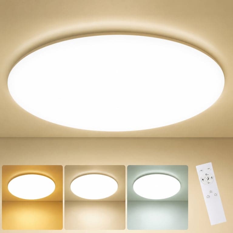 Plafonieră LED LEZOE cu telecomandă, φ45 cm, 45W 5000LM, 2700K-6500K — Lipsește cablul de alimentare (stare: vezi a 2-a poză)