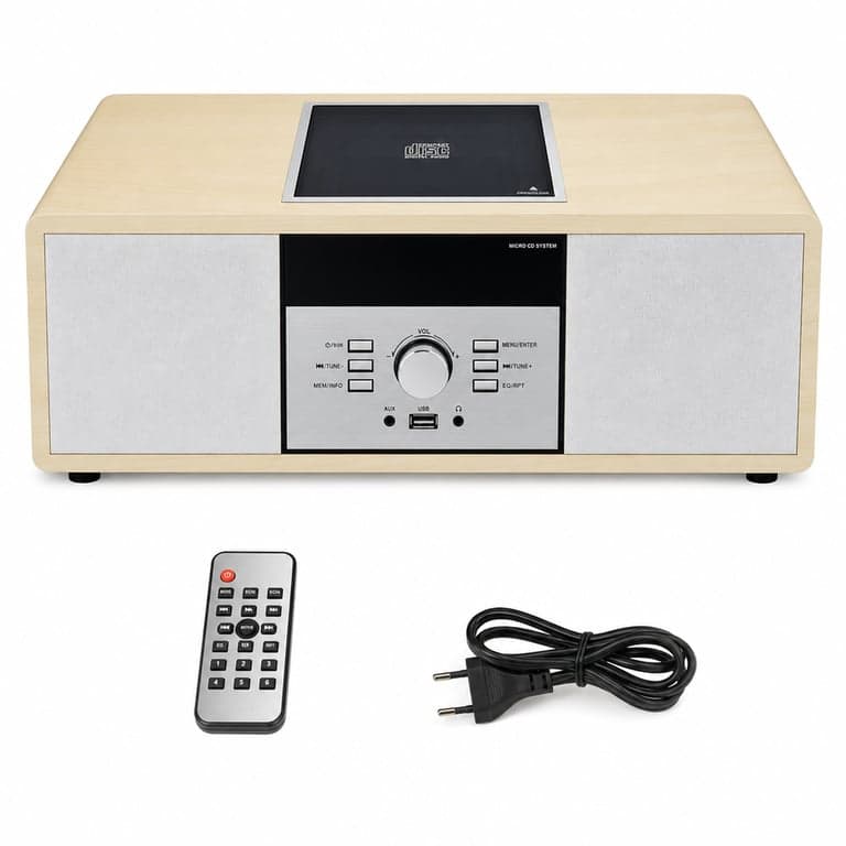 Sistem HiFi Vintage WIITHINK cu CD player, DAB+ și FM — defect, pentru piese: placă de bază defectă (stare: vezi a 2-a imagine)