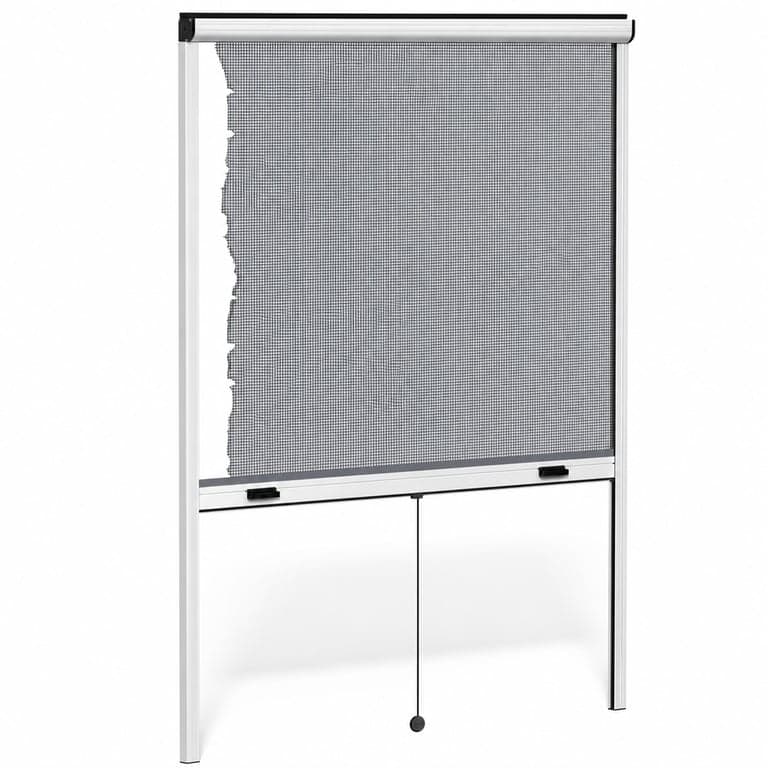 Rulou plasă împotriva insectelor VOUNOT pentru fereastră, cu cadru din aluminiu, plasă din fibră de sticlă, 130x160 cm, alb, decupabil, incomplet/utilizat