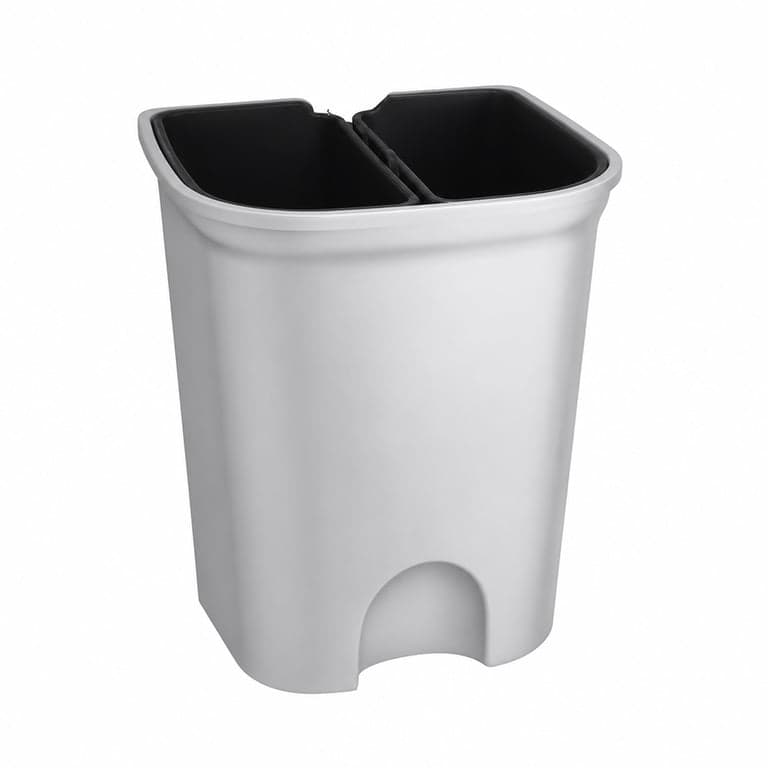 Coș de gunoi cu pedală keeeper Torge cu 2 compartimente, 2x11 litri, argintiu - INCOMPLET: fără capac — Coșul se vinde fără capac (stare: vezi a 2-a imagine)